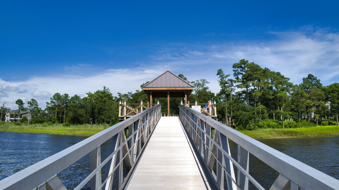 Wooden pier with gazebo